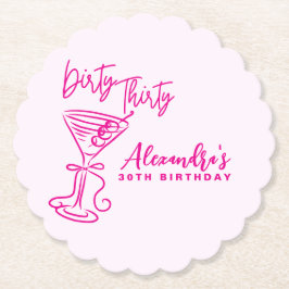 Posavasos De Papel Trendy Pink Dirty Thirty 30th Birthday