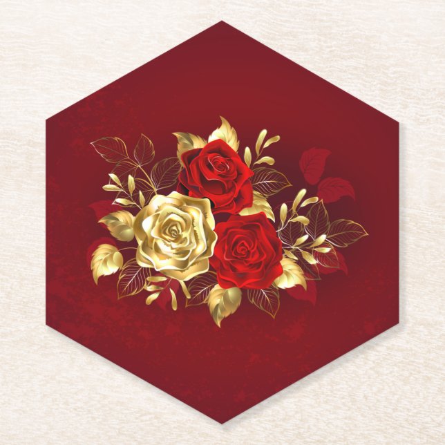 Posavasos De Papel Tres Rosas Joyas (Anverso)