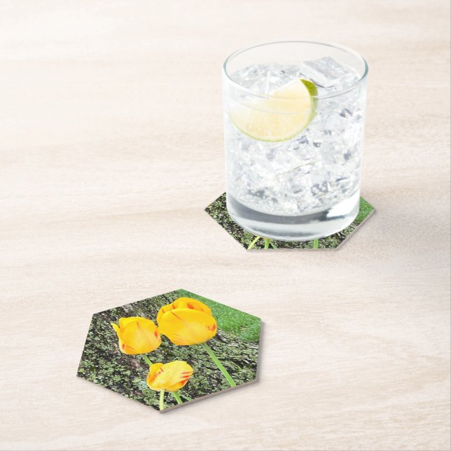 Posavasos De Papel Tres tulipanes amarillos / (In situ)