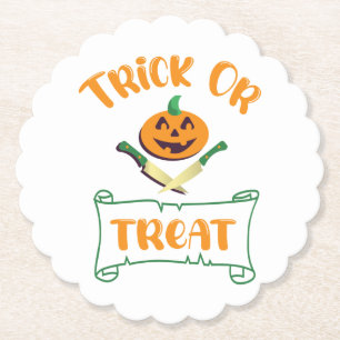 Posavasos De Papel Trick or treat calavera Halloween cara de calabaza