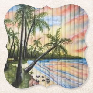 POSAVASOS DE PAPEL TROPICAL PALM TREES BEACH BLINDS