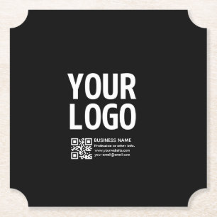 Posavasos De Papel Tu logotipo con código QR editable y texto