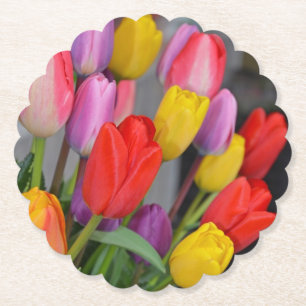 Posavasos De Papel Tulipanes de primavera coloridos