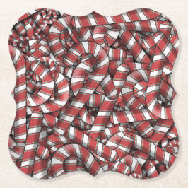 Posavasos De Papel Twided Red Striped Abstract Candy Canes