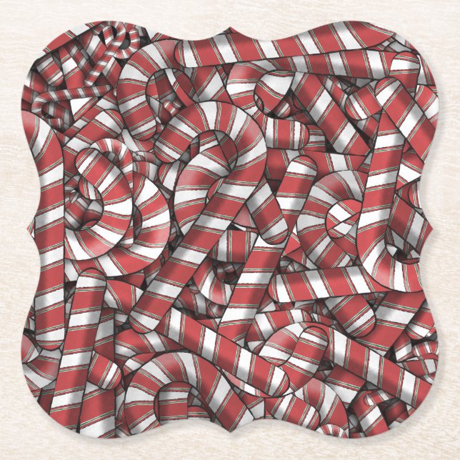 Posavasos De Papel Twided Red Striped Abstract Candy Canes (Anverso)