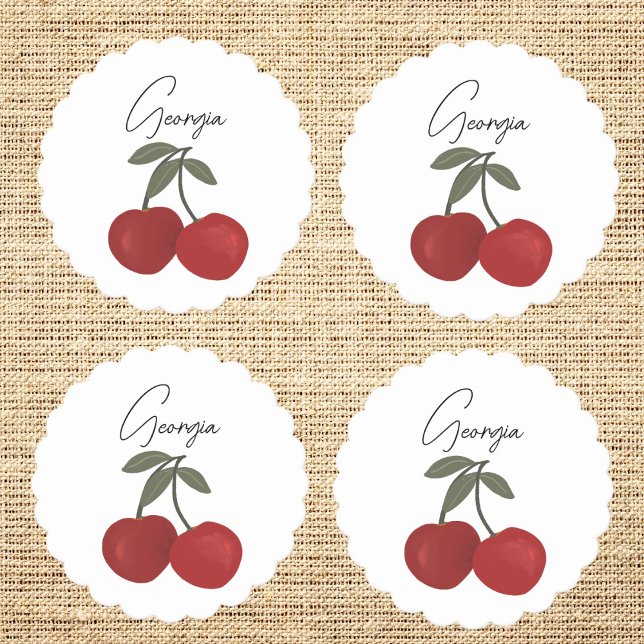 Posavasos De Papel Two Red Cherries Illustration | Cute Fruit Art  (Subido por el creador)