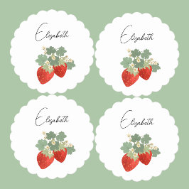 Posavasos De Papel Two Red Strawberries with Leaves & Flowers | Fruit
