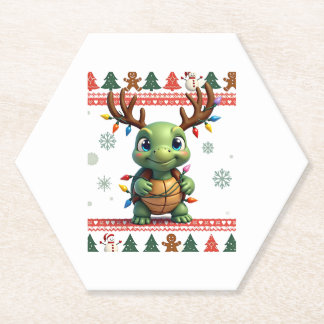 Posavasos De Papel Ugly Xmas Sweater Style Lighting Turtle Christmas 