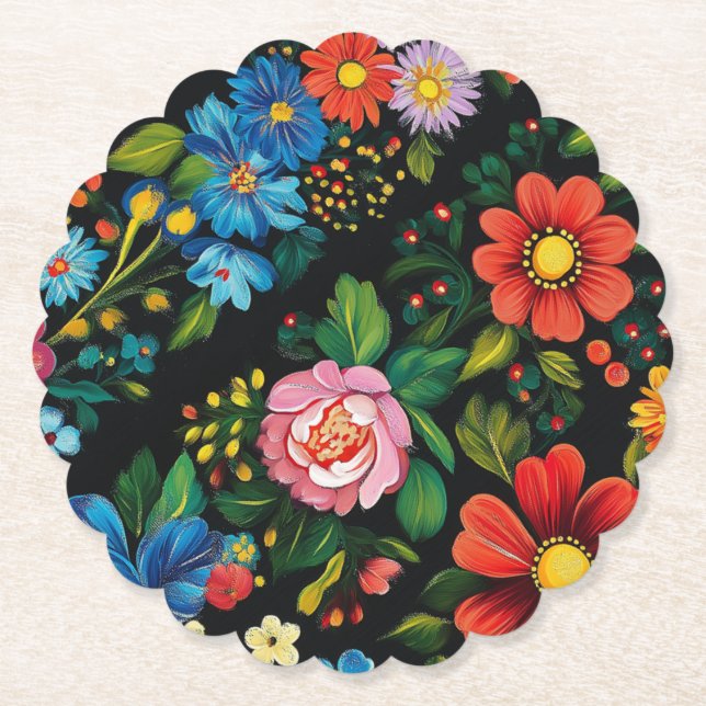 Posavasos De Papel Ukrainian folk art. (Anverso)