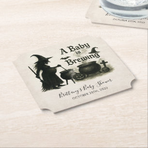 Posavasos De Papel Un bebé está preparando Baby Shower de Halloween