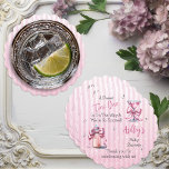 Posavasos De Papel Un dulce Tini Un Chica De Coqueta Rosa Baby Shower<br><div class="desc">"¡Un dulce Tini está en camino y estamos tan emocionados!" coqueta martini y chica de botellas de bebé Baby Shower o diseño de rociadores con rayas rosas y blancas con polvo de estrellas blancas en un degradado rosa para limpiar el fondo en el frente con fondo sólido rosa pálido en...</div>