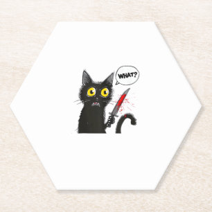 Posavasos De Papel Un gato negro disfrazado de Halloween qué divertid