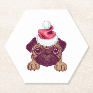 Posavasos De Papel Un golpe lindo en un sombrero de Santa Hat Navidad