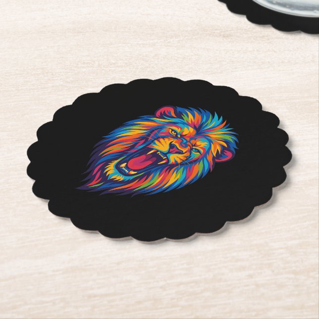 POSAVASOS DE PAPEL UN LEÓN PINTADO (En perspectiva)