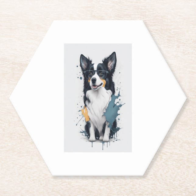 Posavasos De Papel Un lindo perro en la frontera (Anverso)