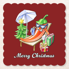 Posavasos De Papel Un Navidad de chili en la playa