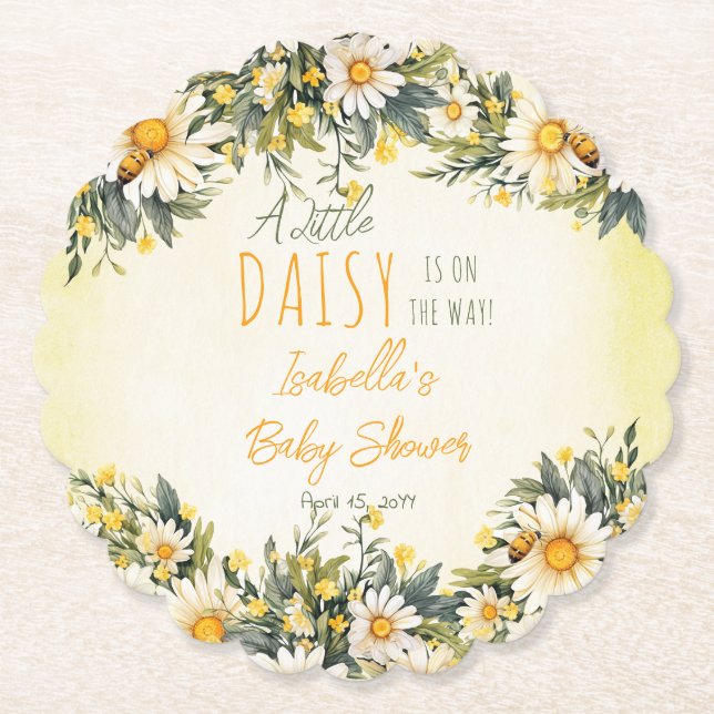 Posavasos De Papel Un Pequeño Daisy Está En El Camino De La Baby Show (Anverso)