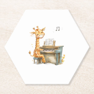 Posavasos De Papel Un Pequeño Giraffe Juega La Guitarra