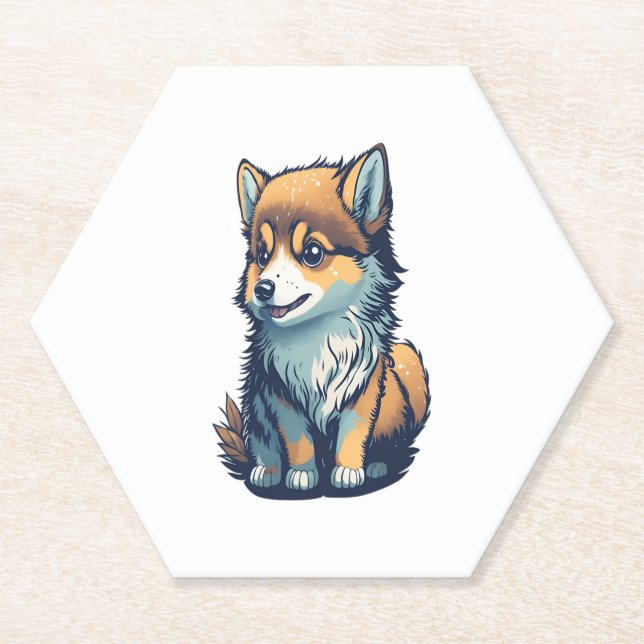 Posavasos De Papel Un pequeño y lindo cachorro (Anverso)