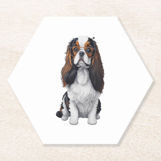 Posavasos De Papel Un perro lindo Rey Charles Spaniel (Anverso)