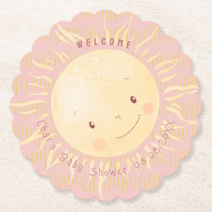 Posavasos De Papel Un poco de sol personalizado en Baby Shower