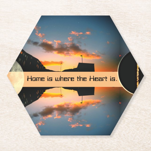 Posavasos De Papel Una calle llena de estrellas y la luna inusual (Anverso)