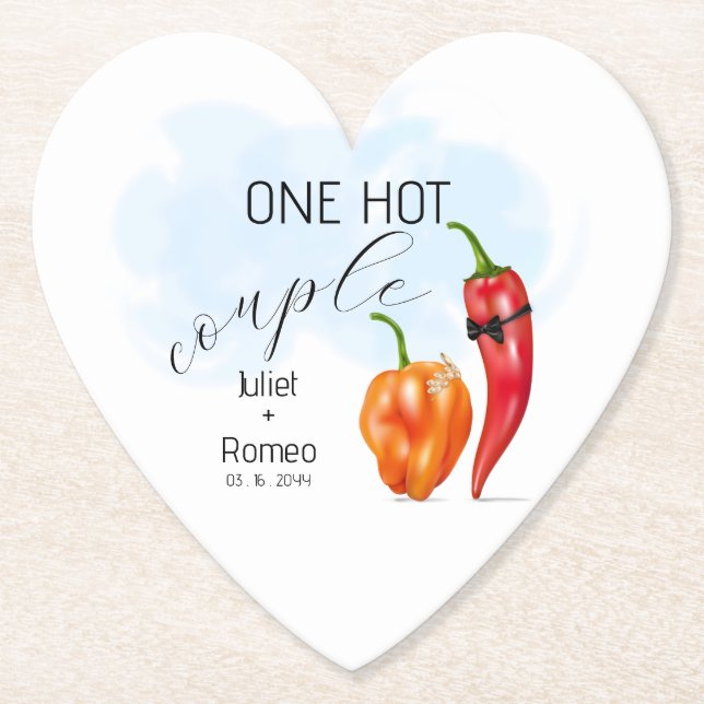 Posavasos De Papel Una pareja caliente pimienta caliente boda (Anverso)