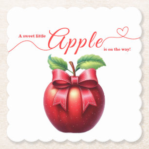 Posavasos De Papel Una pequeña manzana está en camino Baby Shower d