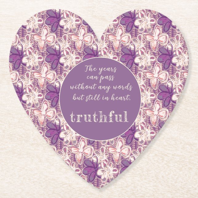 Posavasos De Papel Único en floral de glamur/púrpura (Anverso)