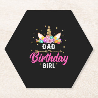 Posavasos De Papel Unicorn Birthday Shirt Dad Of The Birthday Girl Te