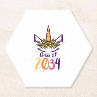Posavasos De Papel Unicorn Class Of 2034 Grow With Me Kindergarten Gi