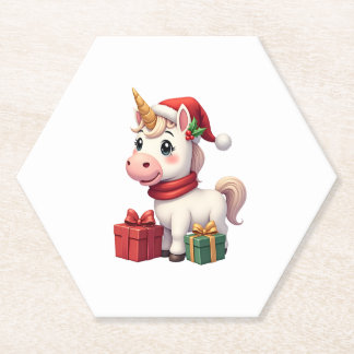 Posavasos De Papel Unicorn Xmas Decoration Santa Unicorn Christmas T-