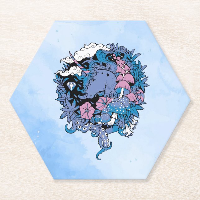 Posavasos De Papel Unicornio (Anverso)