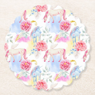 Posavasos De Papel Unicornio de la acuarela y modelo de Pegaso