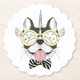 Posavasos De Papel Unicornio del bulldog francés