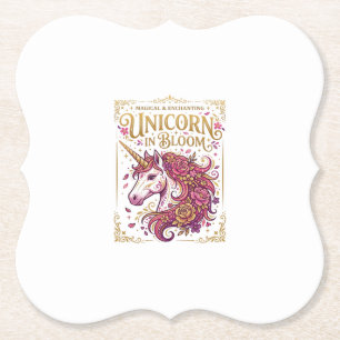Posavasos De Papel Unicornio en Flor Diseño Elegante de Zazzle_1