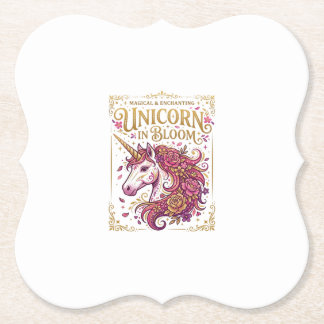 Posavasos De Papel Unicornio en Flor Diseño Elegante de Zazzle_1