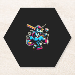 Posavasos De Papel Unicornio Enojado Genial Jugando Béisbol Bate Pelo
