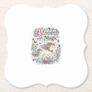 Posavasos De Papel Unicornio florece con tipografía vectorial premium