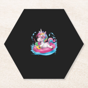 Posavasos De Papel Unicornio Lindo Disfrutando del Helado Diversión p