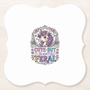 Posavasos De Papel Unicornio Lindo pero Ligeramente Feral Fondo Blanc