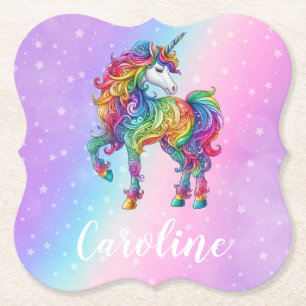 Posavasos De Papel Unicornio mágico colorido