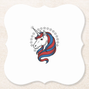 Posavasos De Papel Unicornio Patriótico Diseño de Vector de Grabado V