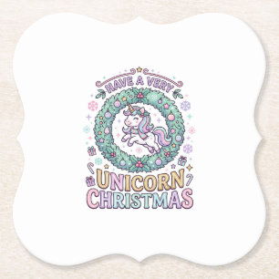 Posavasos De Papel Unicornio Tiene una Navidad muy Unicornio Tipograf