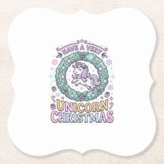 Posavasos De Papel Unicornio Tiene una Navidad muy Unicornio Tipograf