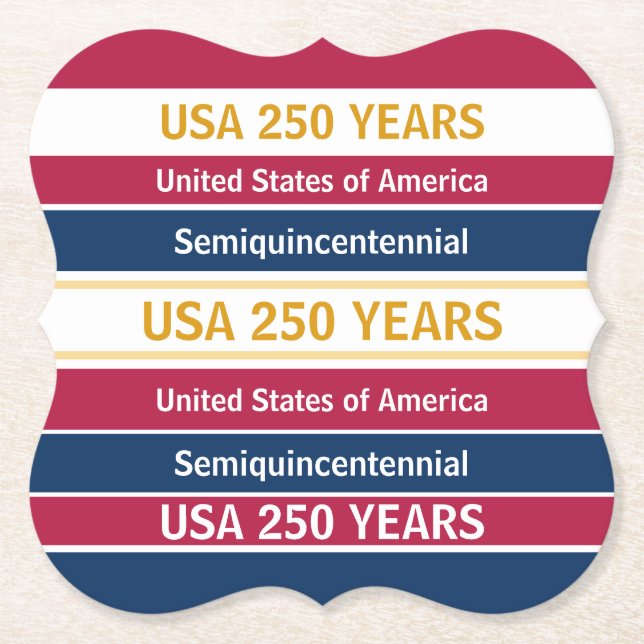 Posavasos De Papel USA 250 Years Semiquincentennial Patriotic Stripes (Anverso)