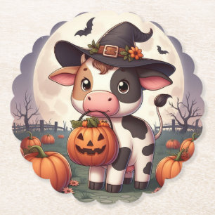 Posavasos De Papel Vaca de bruja de Halloween
