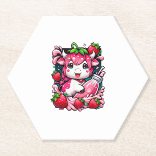 Posavasos De Papel Vaca de fresa Kawaii Anime Fresa Leche