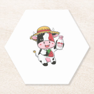 Posavasos De Papel Vaca de fresa Kawaii Anime Fresa Leche _7