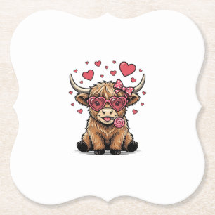 Posavasos De Papel Vaca de las Tierras Altas Lentes de Corazón de San